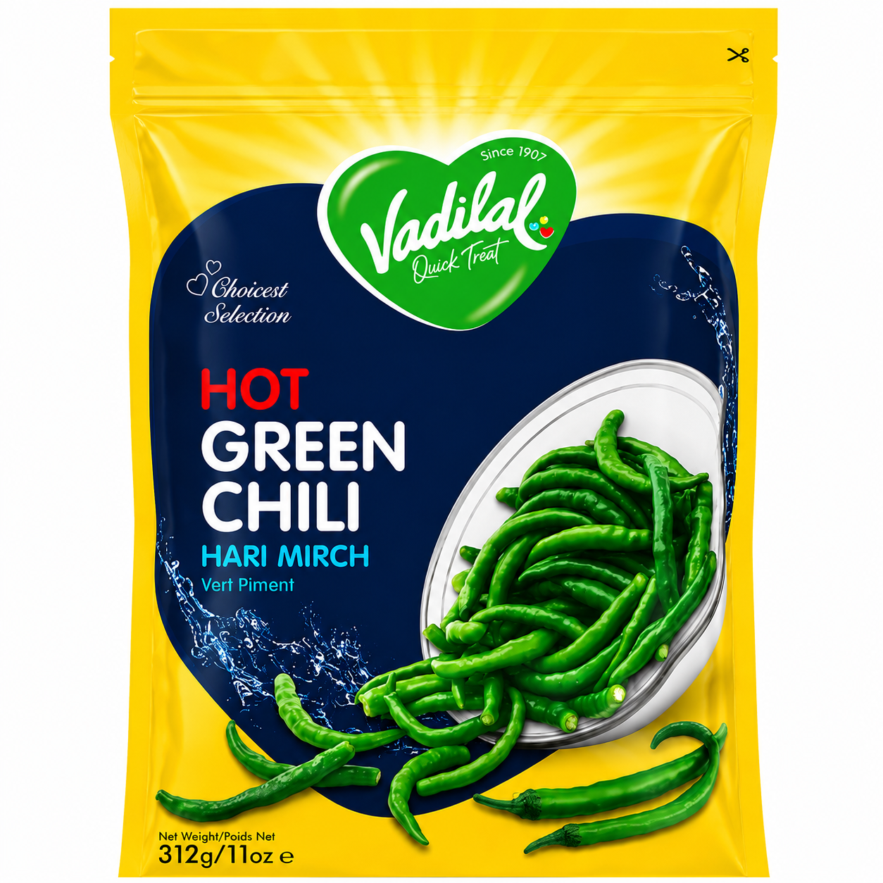 Frozen Green Chilly 312g Vadilal