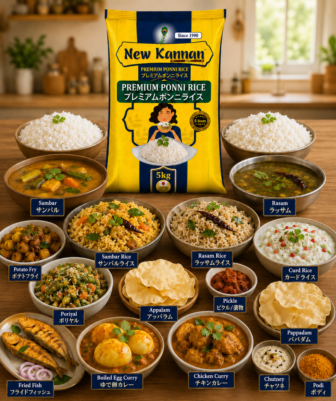 Ponni Boiled Rice 5kg – Kannan Brand | Buy Online in Japan ポンニボイルドライス