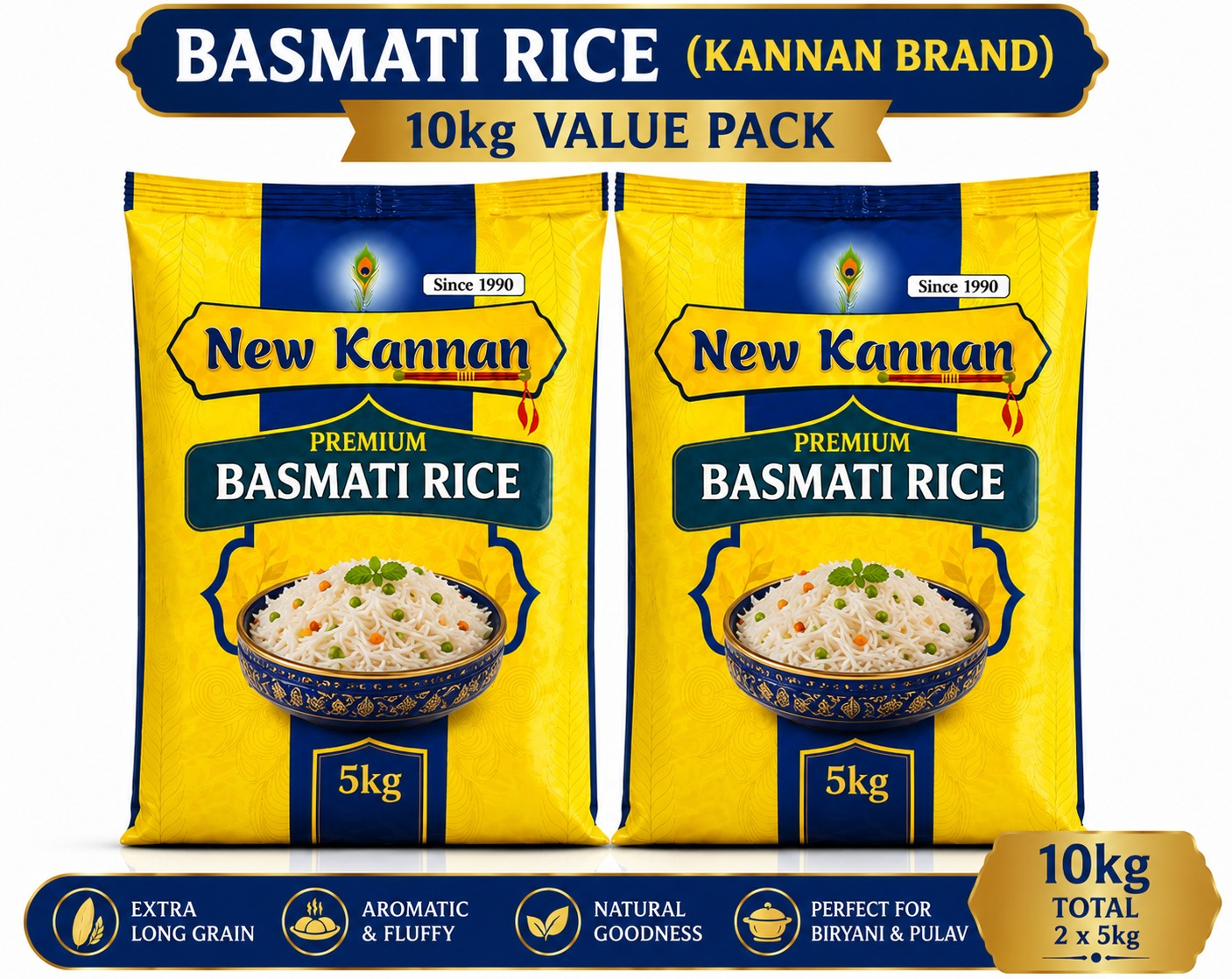 Basmati Long grain(Briyani rice) (Kannan Brand) – 10kg Value Pack