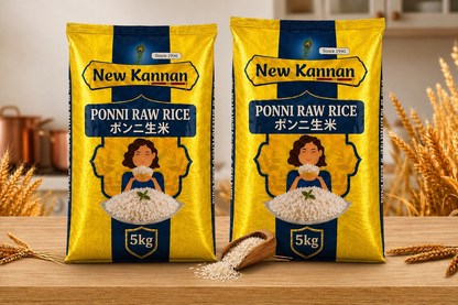 Ponni Raw Rice 10kg (5kg × 2) Value Pack – Kannan Brand Indian Rice Japan